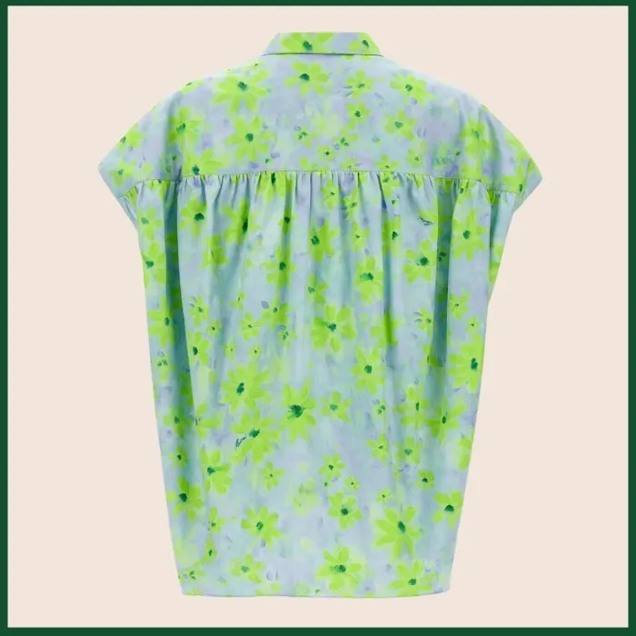 MARNI  |Light green poplin cocoon shirt with Parade print