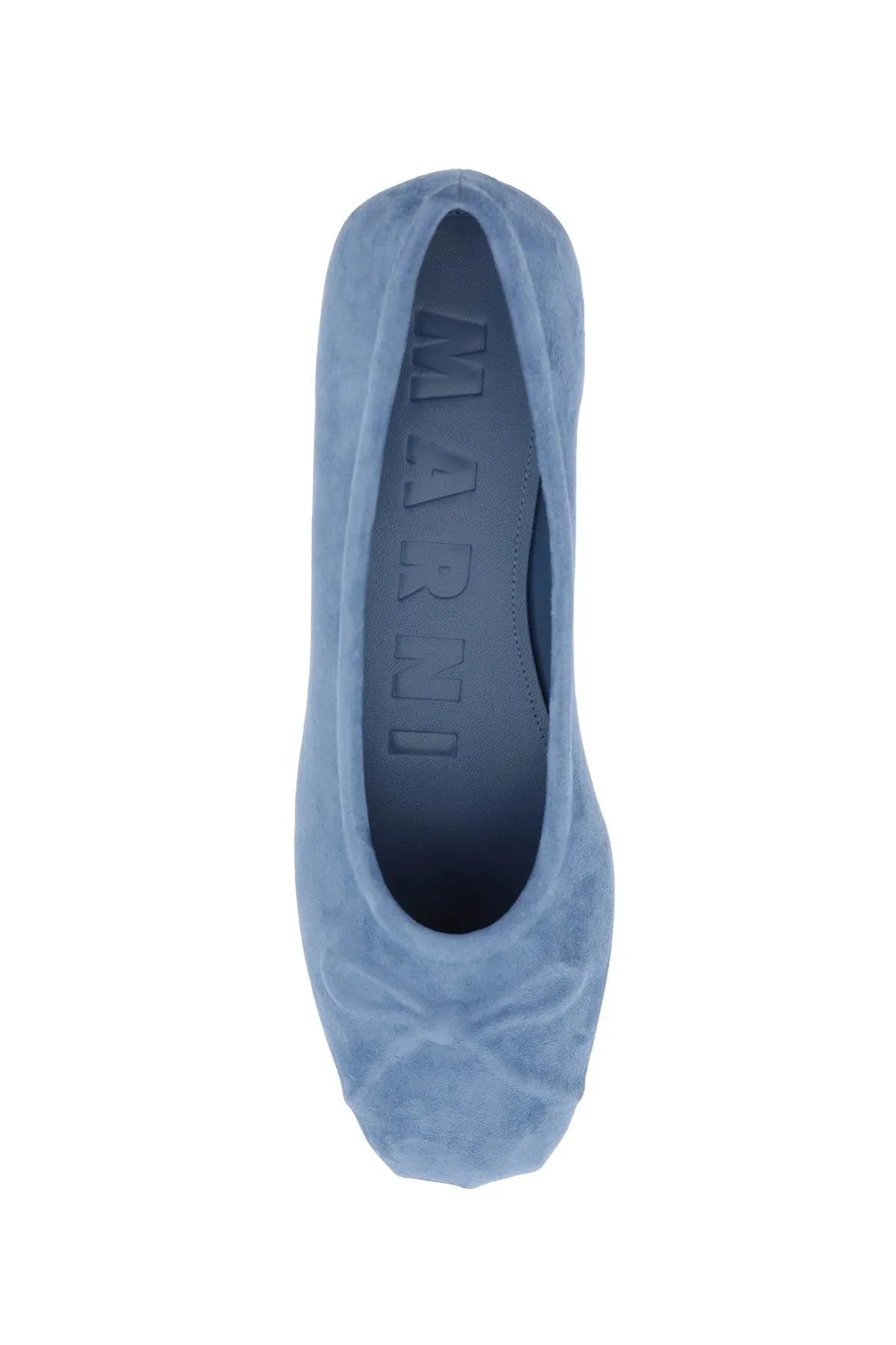 Marni Suede Little Bow Ballerina Shoes   Blue