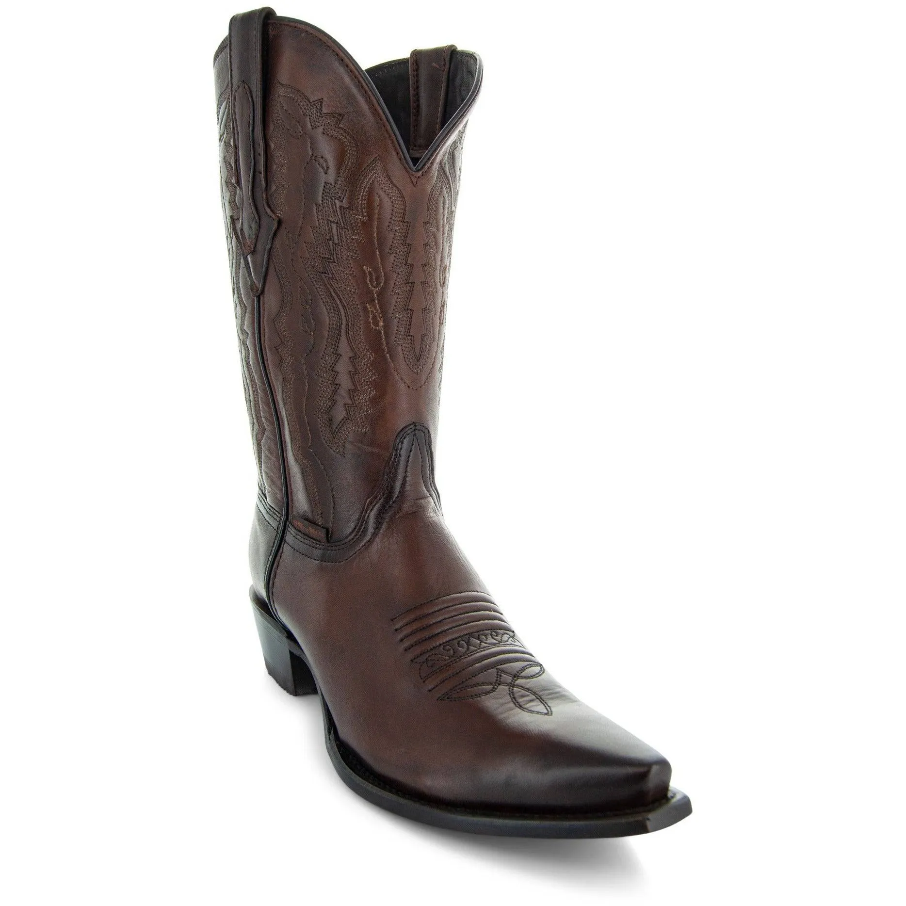 Men's Snip Toe Cowboy Boots Burnished Brown (H50030)