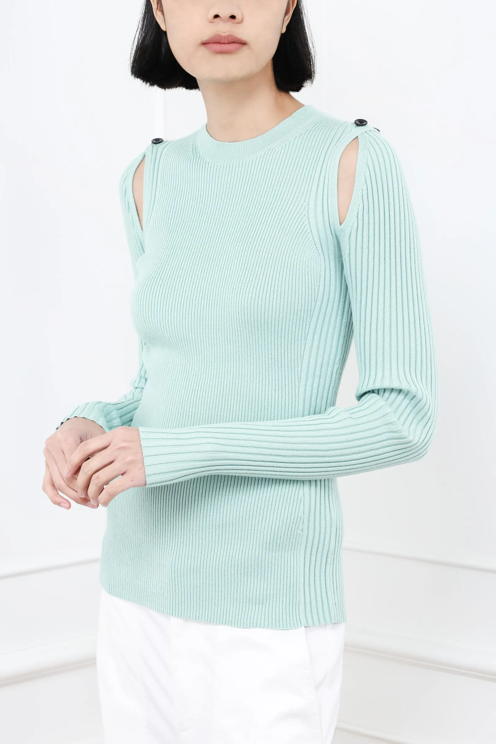 Mint Long Sleeve Cut Out Sweater