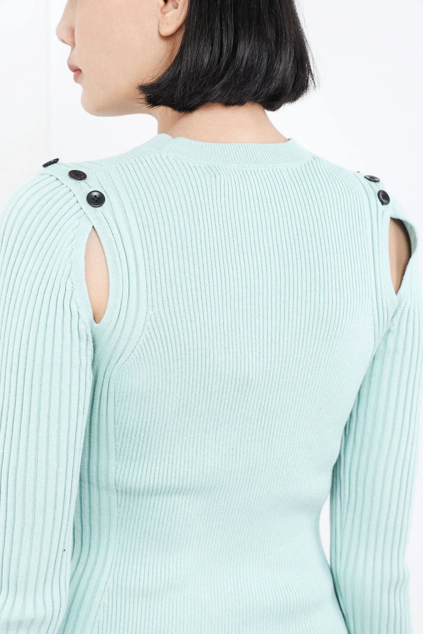 Mint Long Sleeve Cut Out Sweater