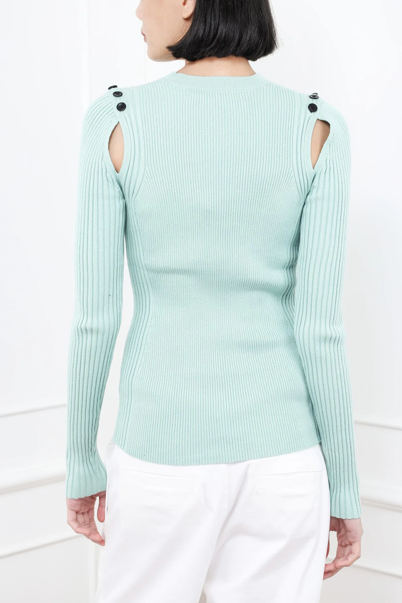 Mint Long Sleeve Cut Out Sweater