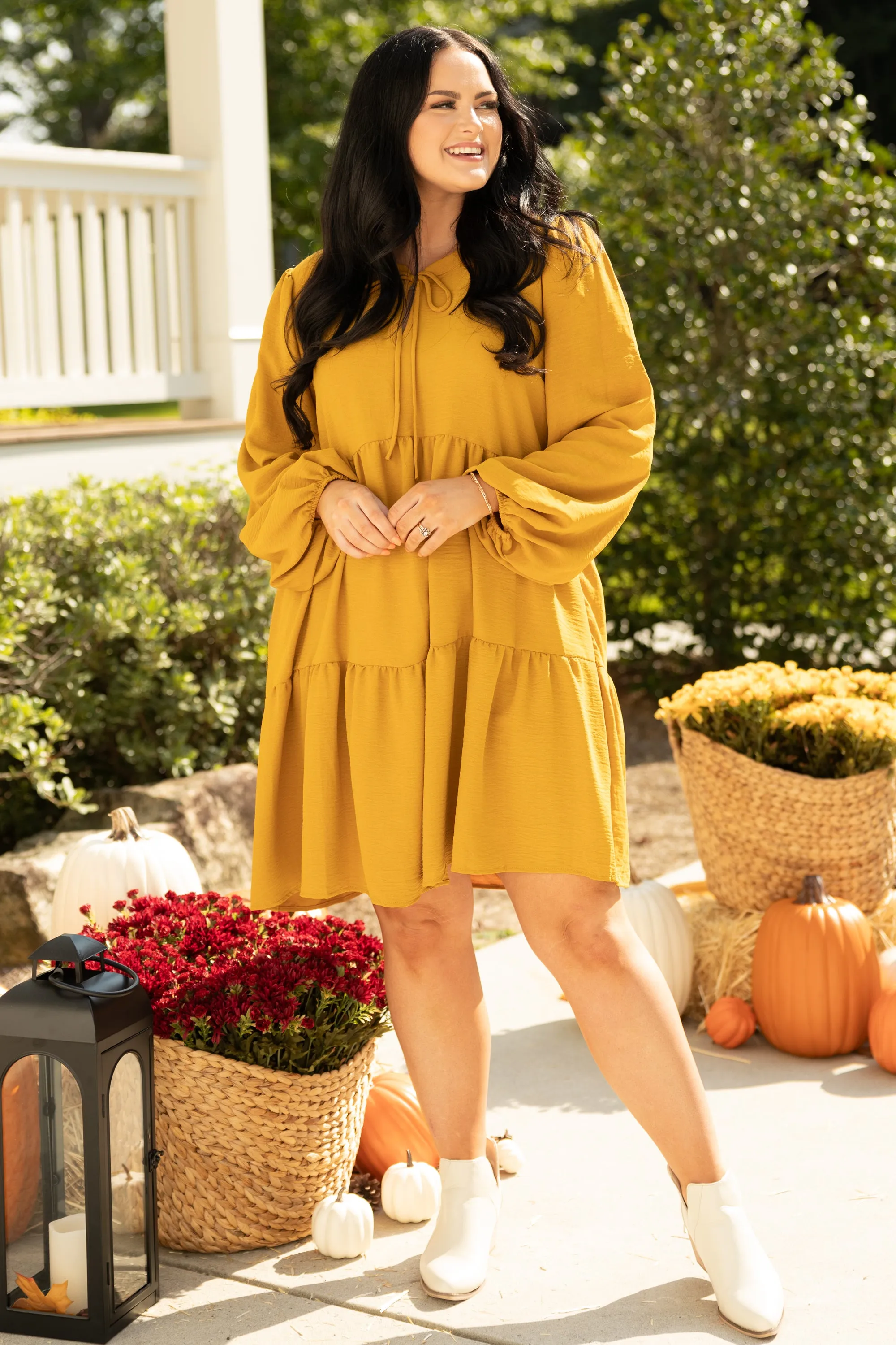 Modern Gal Dress, Mustard