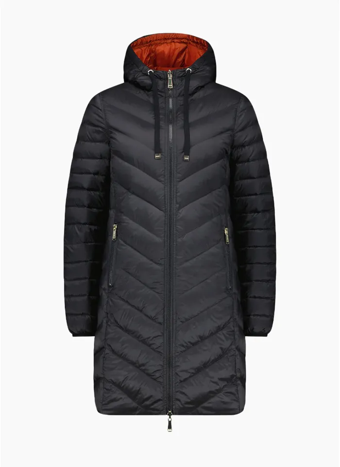 Moke Arnie Reversible Down Coat - Black/Rust