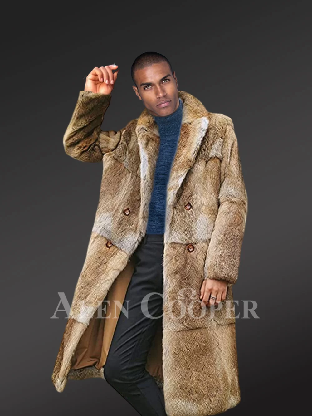 Natural Rabbit Fur Long Coat