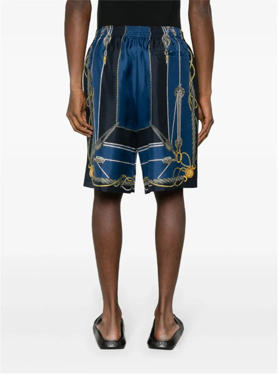 NAUTICAL-PRINT SILK SHORTS