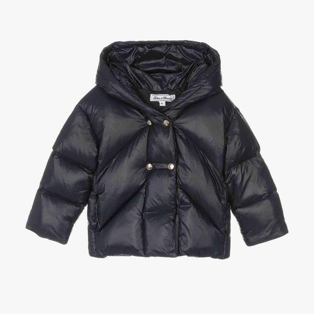 Navy Blue Down Puffer Coat