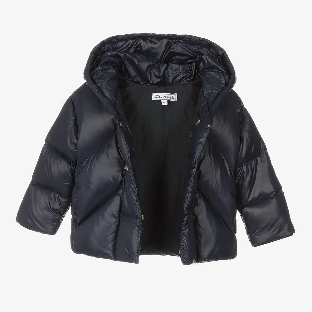 Navy Blue Down Puffer Coat