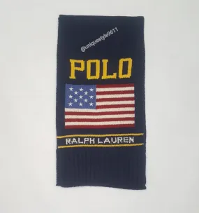 Nwt Polo Ralph Lauren Navy Blue American Flag Scarf