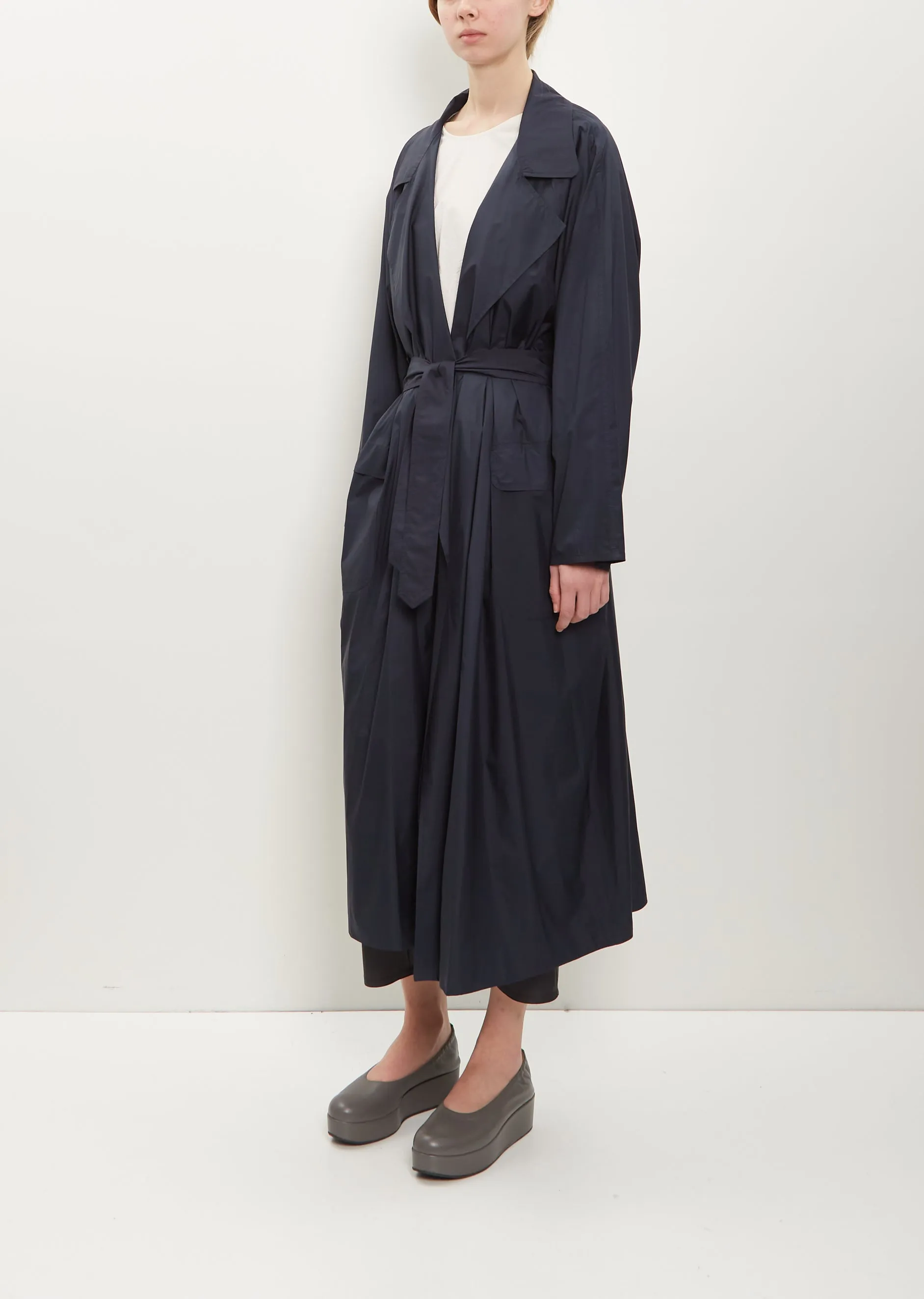 Nylon Oversized Trench Coat — Deep Blue