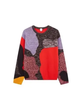 Overseas Station Season Big Chance 8 18 Color Block Wool Bokashi Sweater Red 271307