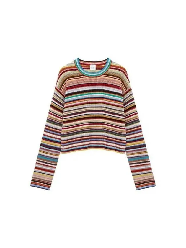 Overseas Station Season Big Chance 8 18 Women s Striped Pattern Crew Neck Sweater Multi 271019