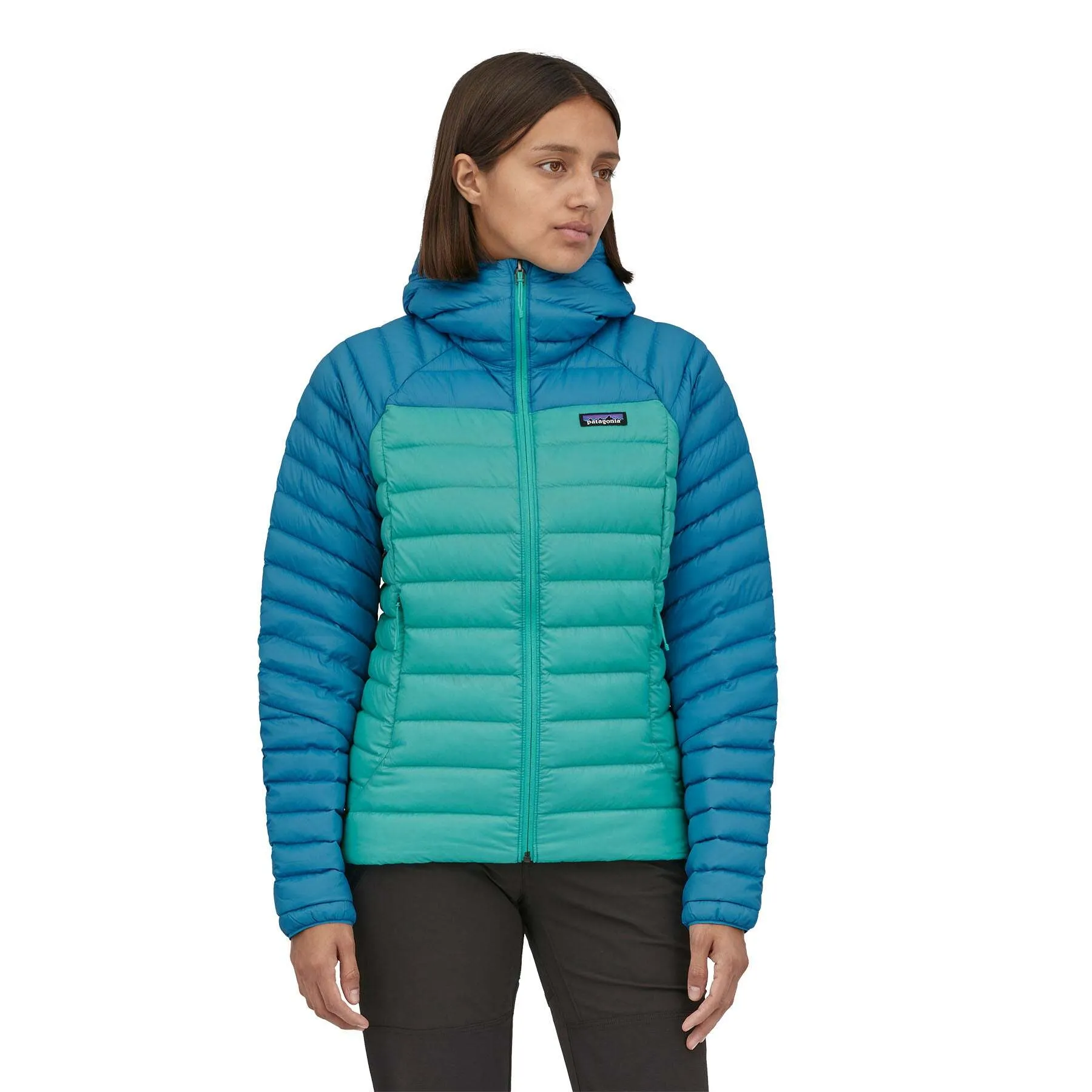 Patagonia Women's Down Sweater Hoody, Fresh Teal / L