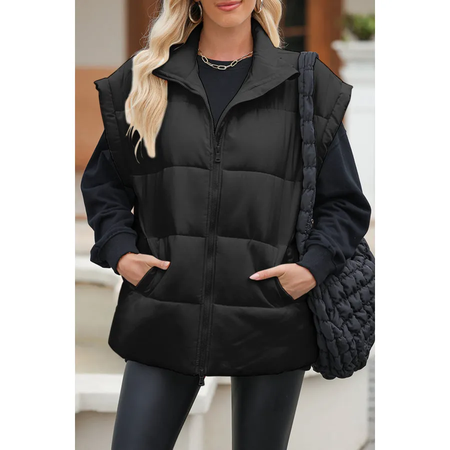 Pocketed Zip Up Vest Coat