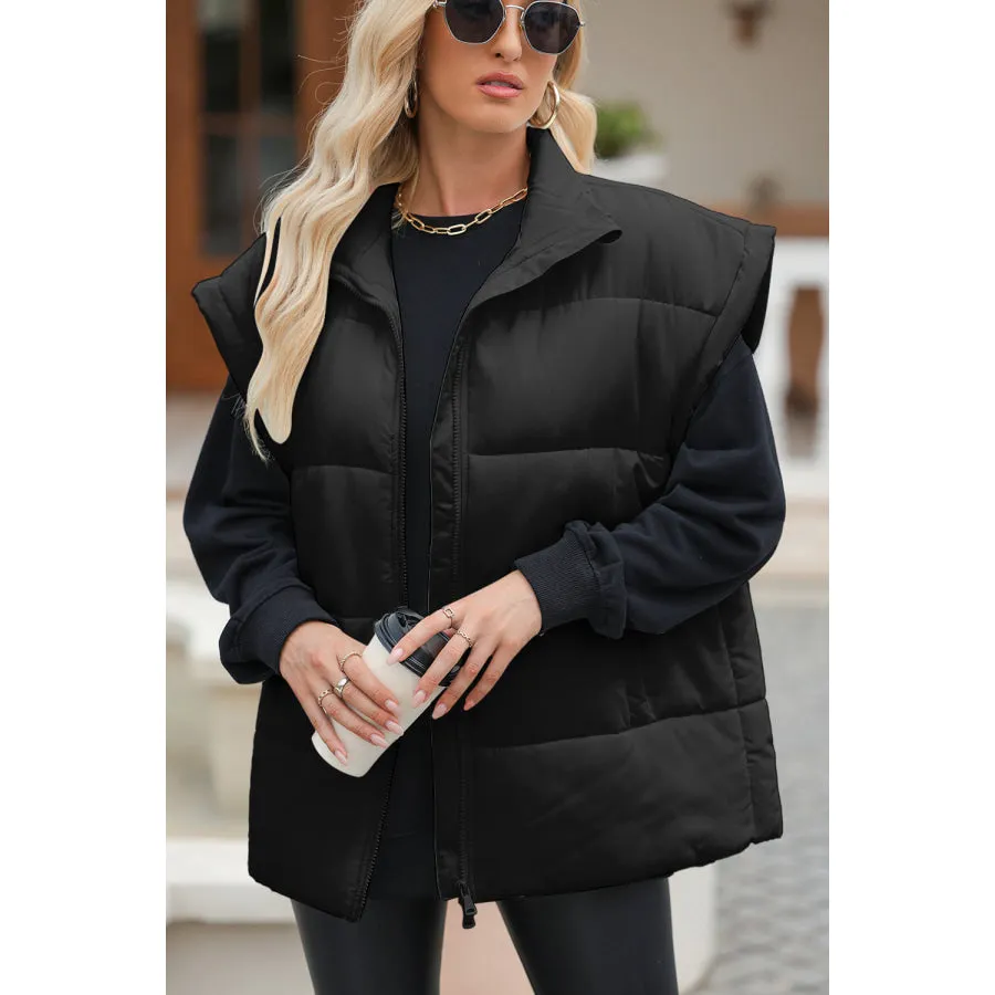 Pocketed Zip Up Vest Coat