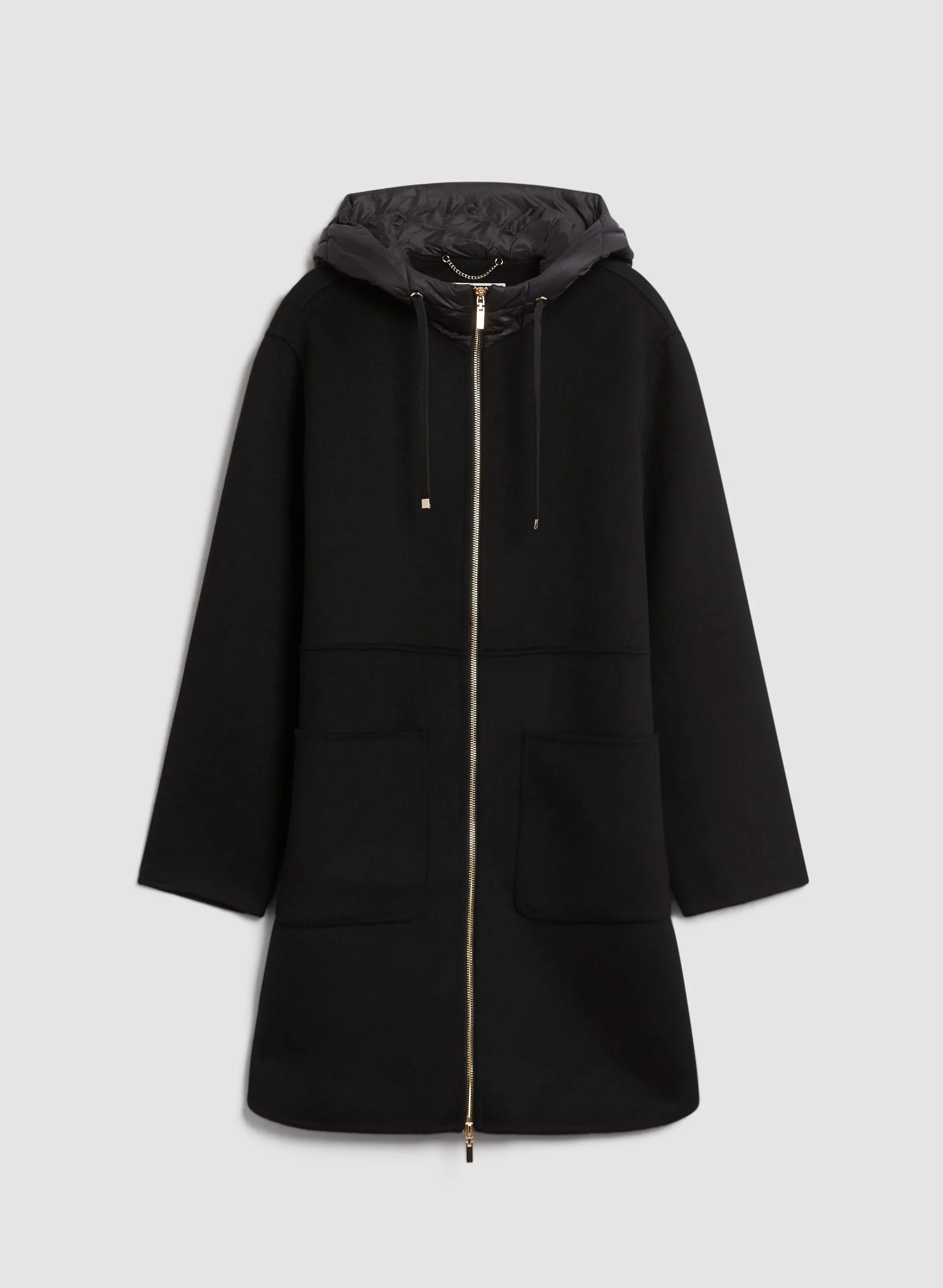 Quilted Hood Wool Blend Coat