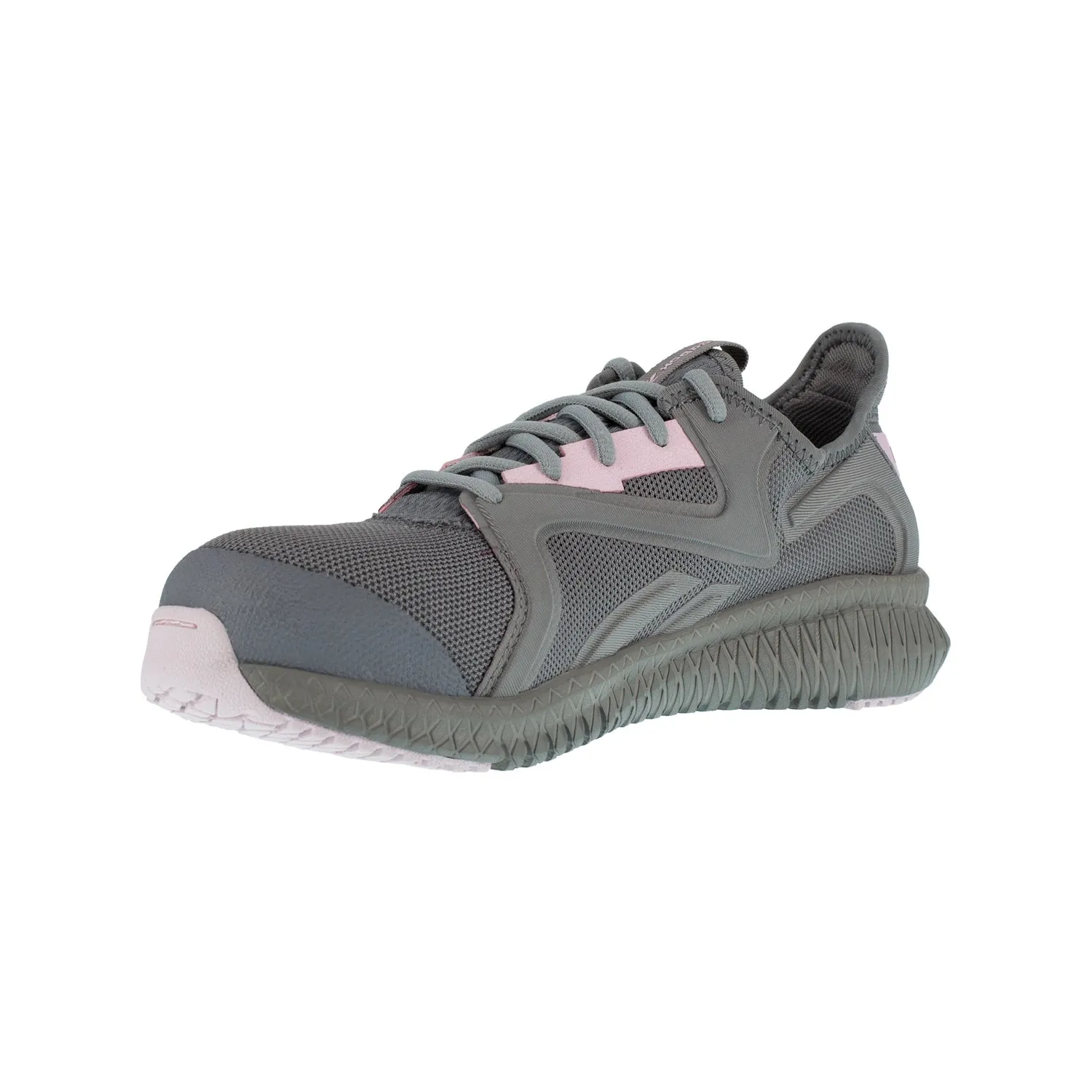 Reebok Womens Grey/Pink Textile Work Shoes Flexagon Athletic CT EH