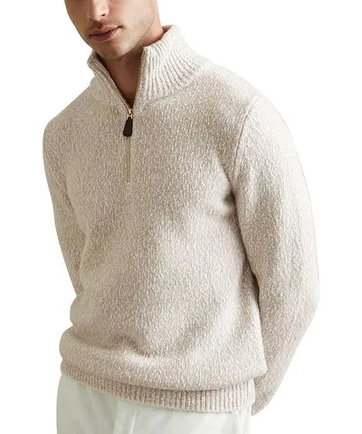 Reiss Contrast Wool Half Zip Sweater