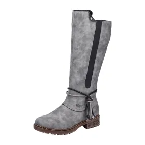 Rieker Women's Grey Tall Boots with Warm Lining for Fall/Winter