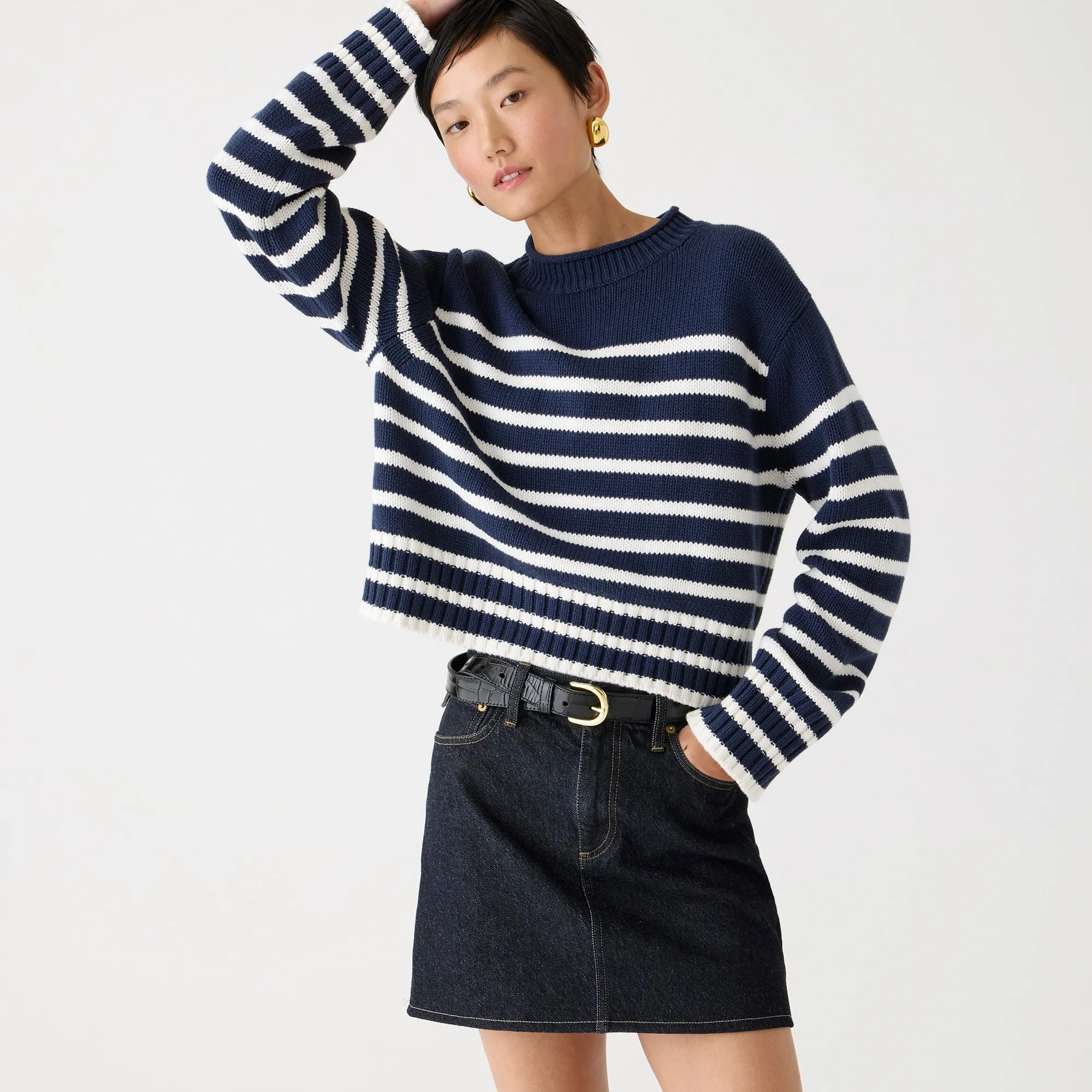 Rollneck™ sweater in stripe