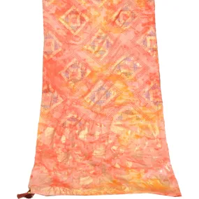 Sanskriti Vintage Dupatta Long Stole Art Silk Pink Hijab Painted Wrap Scarves