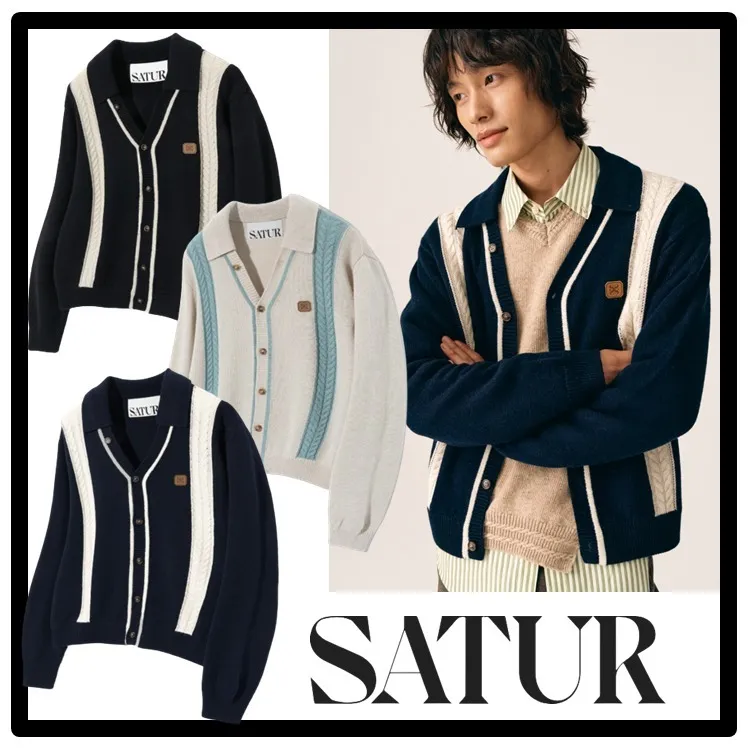 SATUR  |Street Style Logo Cardigans