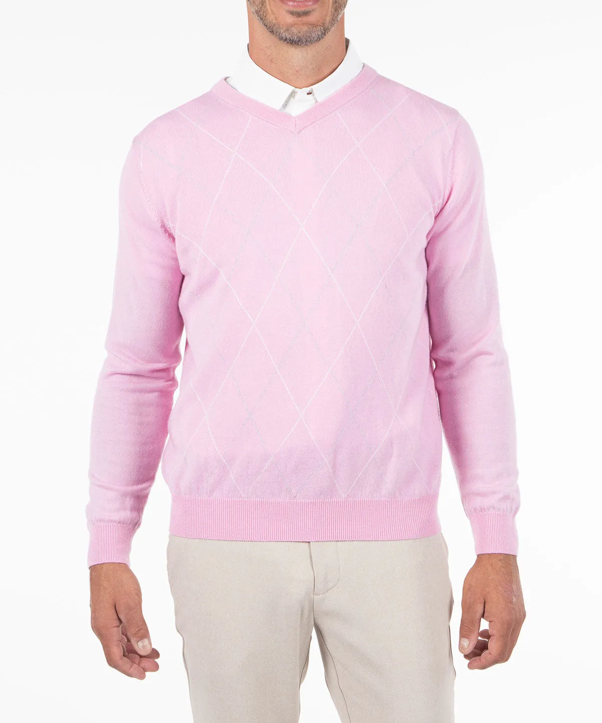 Signature Merino Argyle V-Neck Sweater