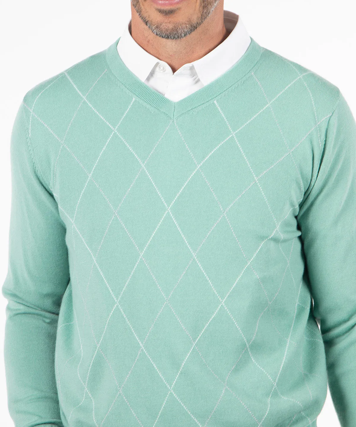 Signature Merino Argyle V-Neck Sweater