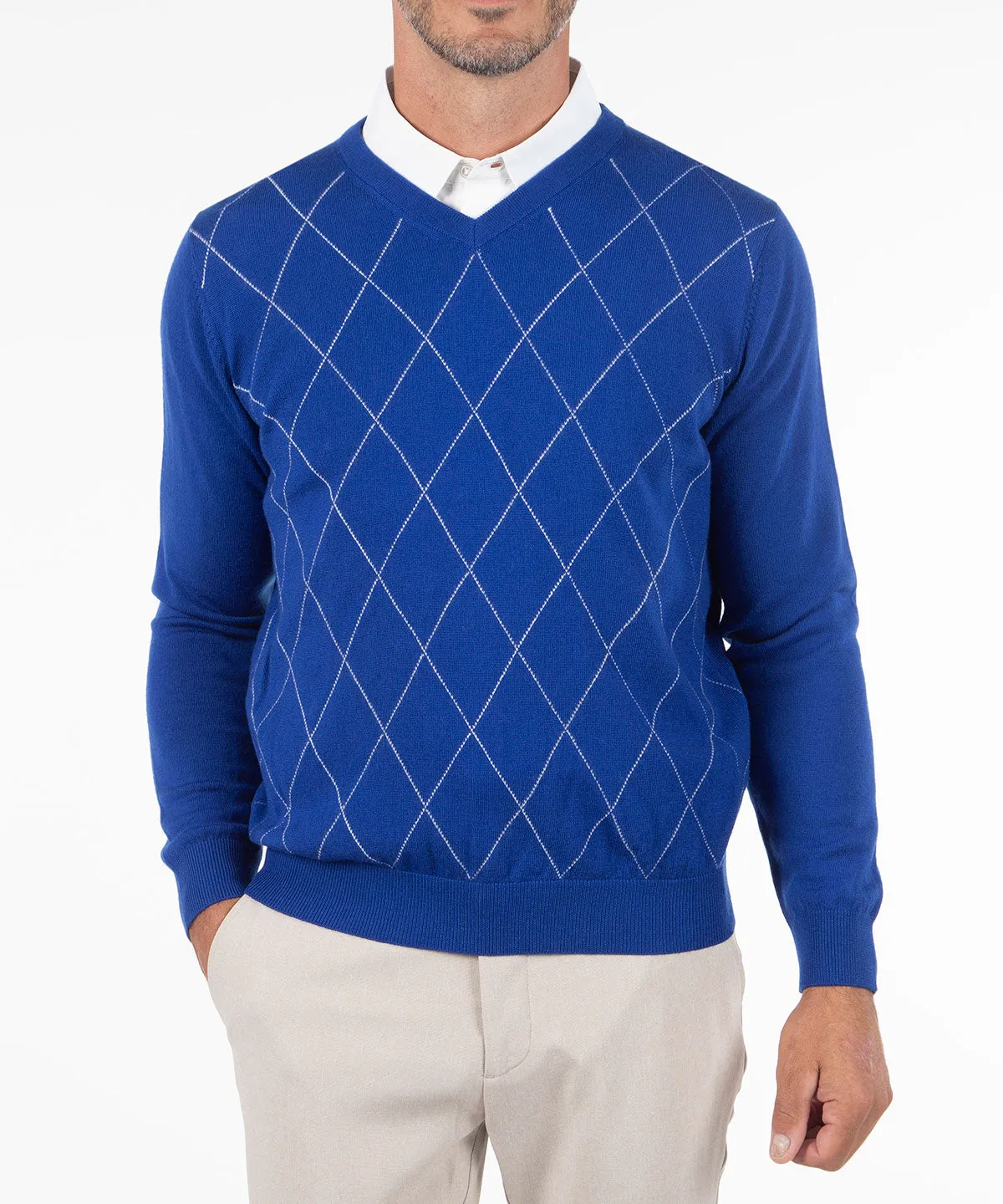 Signature Merino Argyle V-Neck Sweater