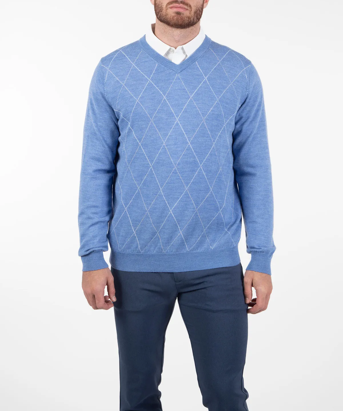 Signature Merino Argyle V-Neck Sweater