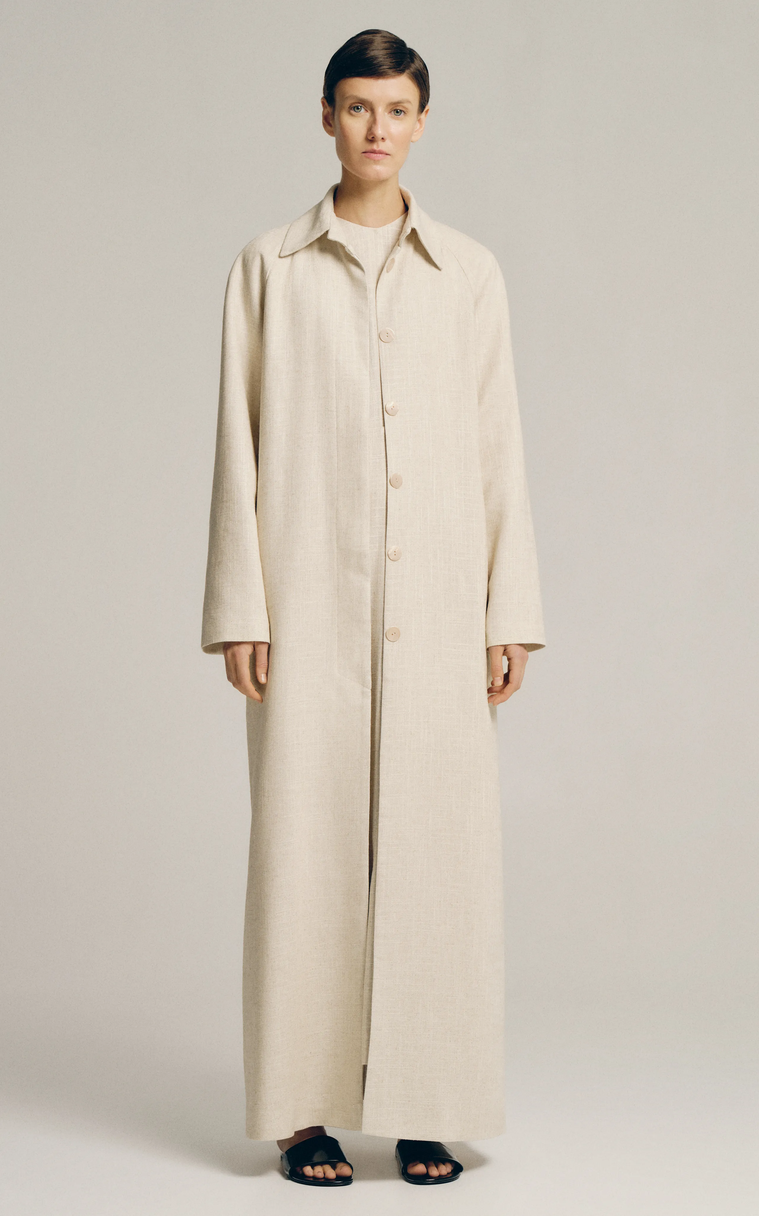 Sophie et Voila Long Linen-Blend Coat