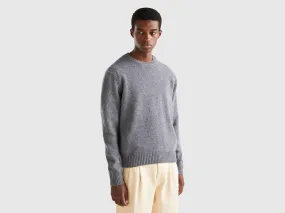 Sweater in Shetland wool - Gray | Benetton