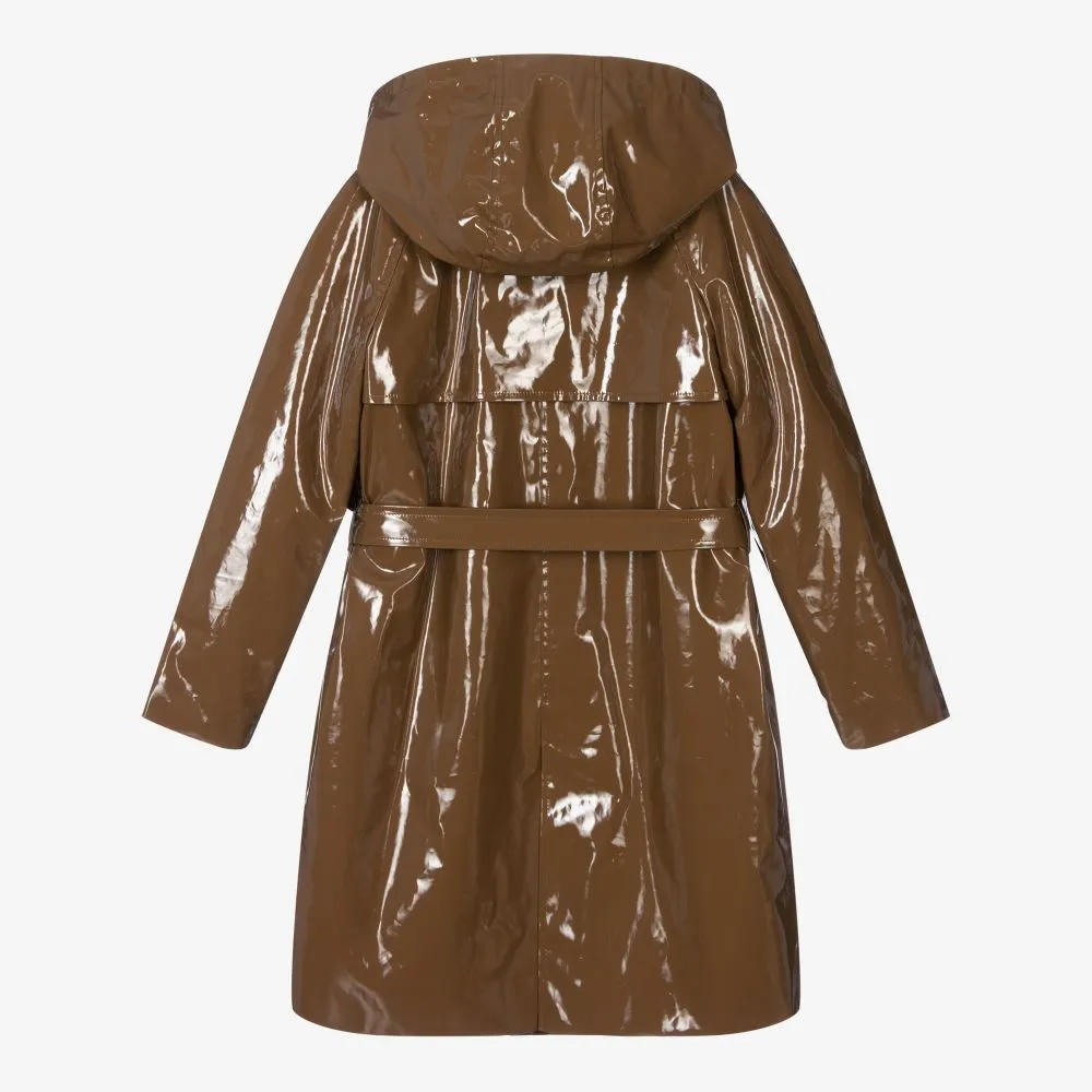 Teen Brown Patent Trench Coat