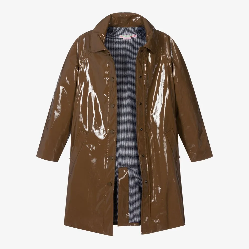 Teen Brown Patent Trench Coat