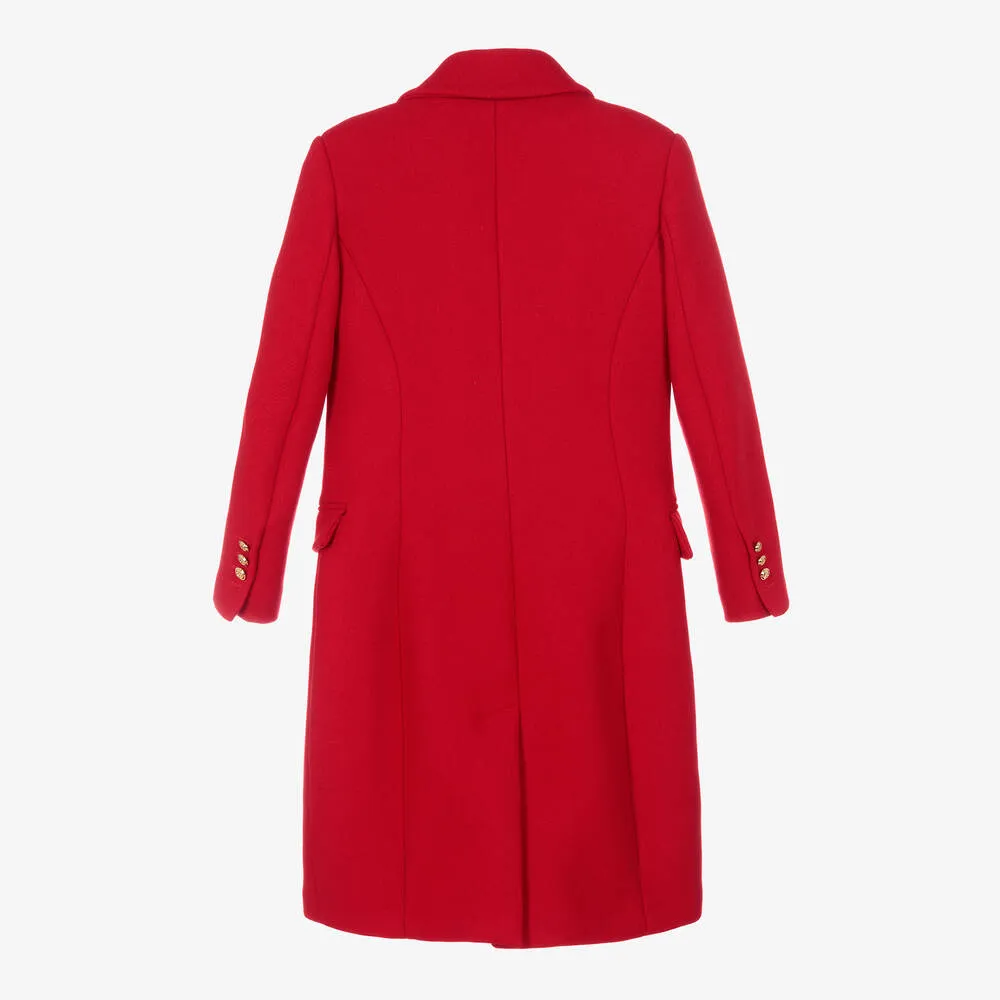 Teen Girls Red Wool Coat