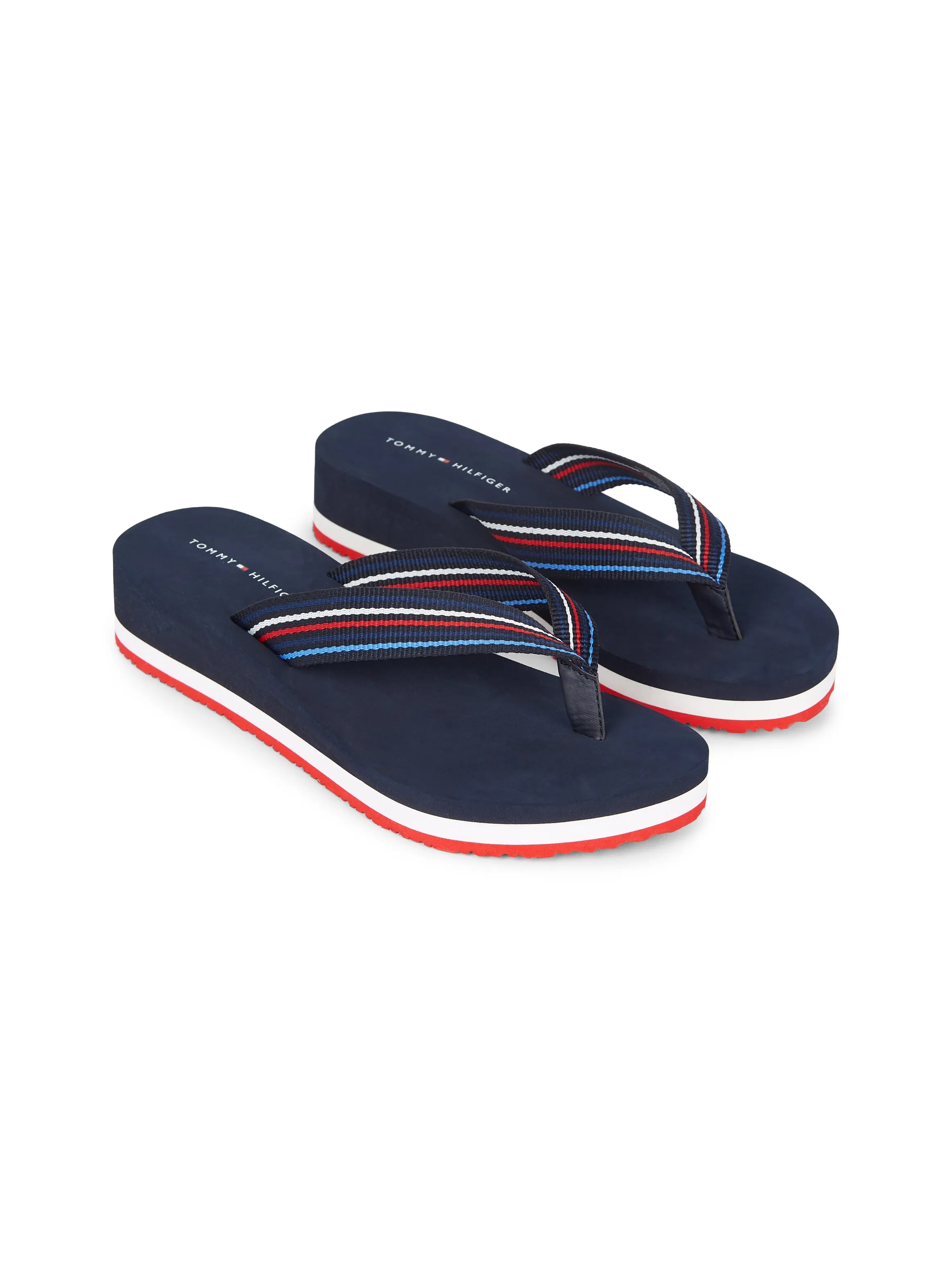 TOMMY HILFIGER Wedge Flip Flop Sandals Navy