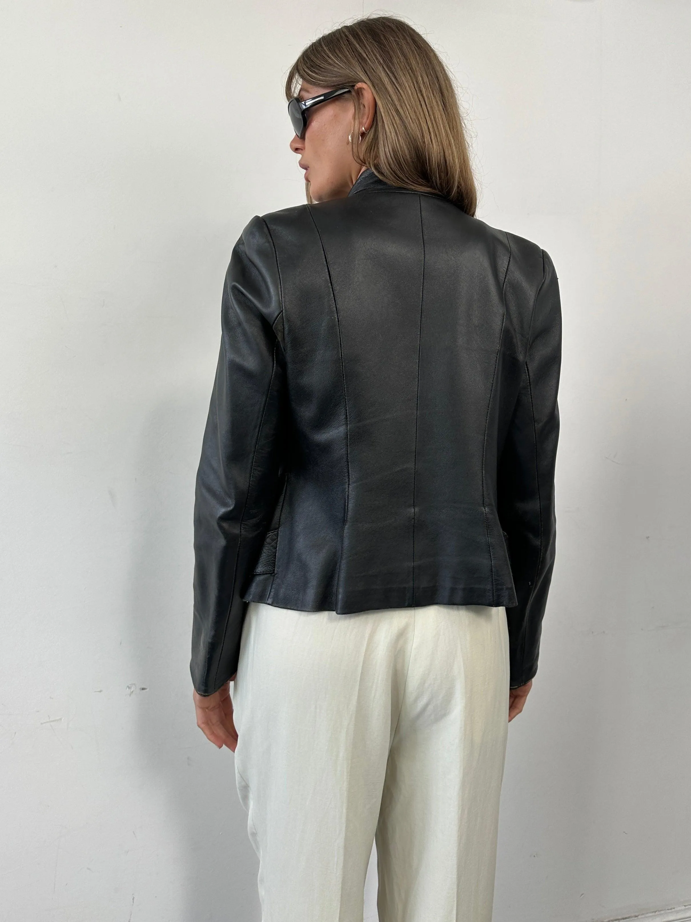 Vintage Fitted Leather Jacket - S