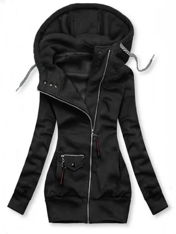 winter stitching hooded slim coat