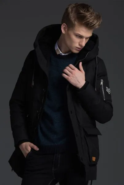 Winter Parka Coat for men goose down with side pockets