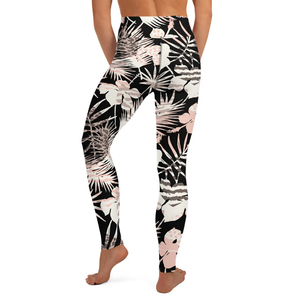 Yoga Leggings in Natural Tropical Print