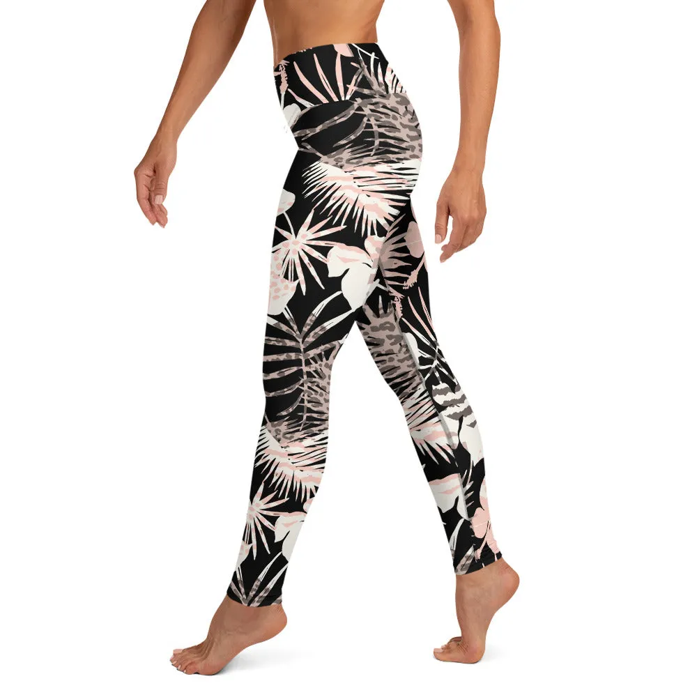 Yoga Leggings in Natural Tropical Print