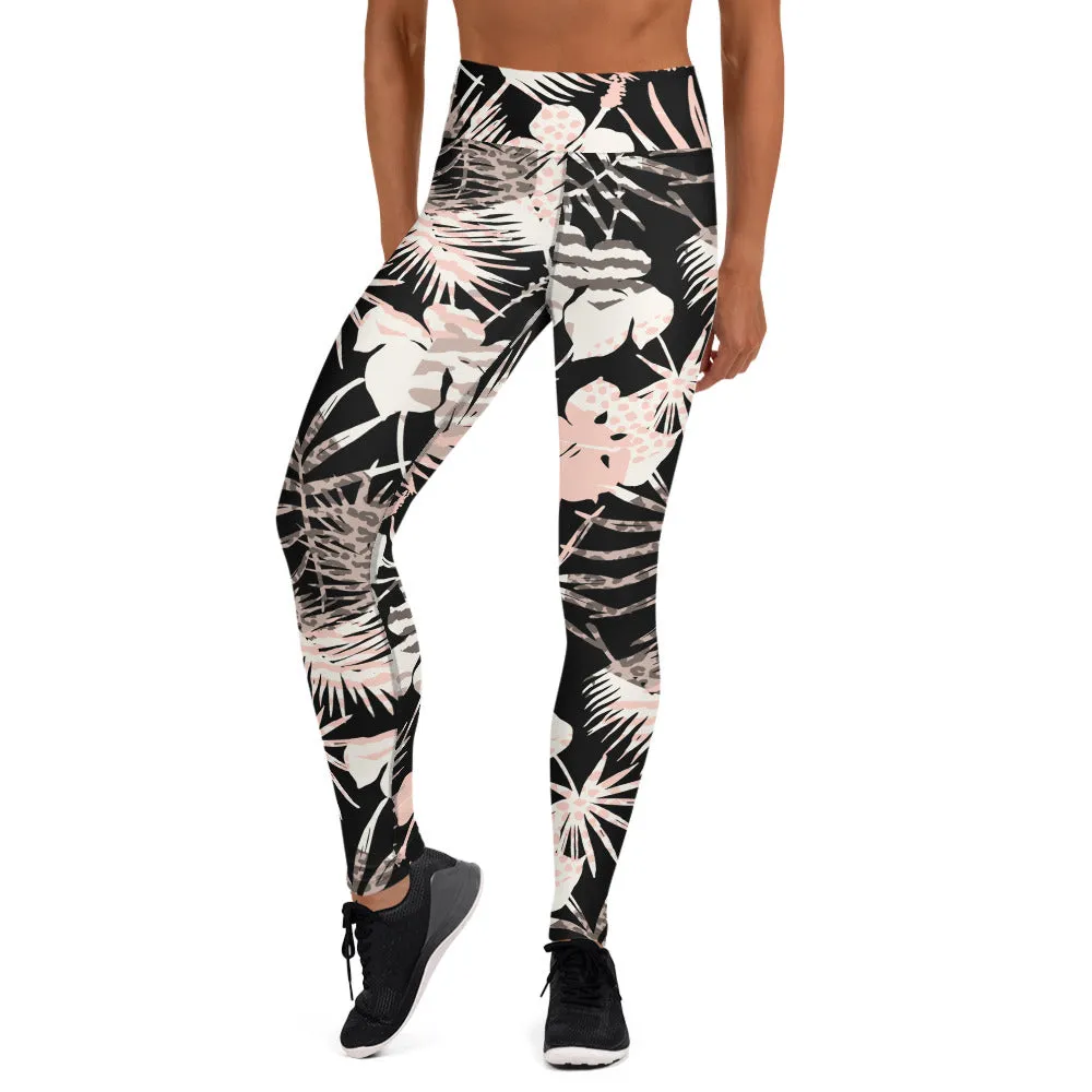 Yoga Leggings in Natural Tropical Print