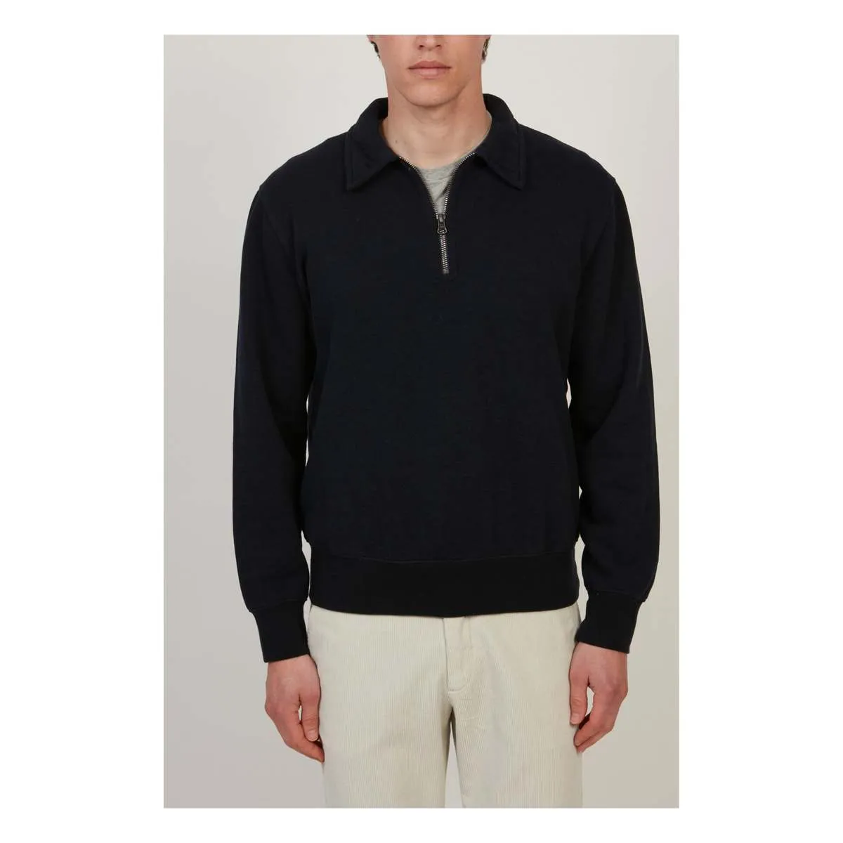 Zip Polo Sweater - Navy