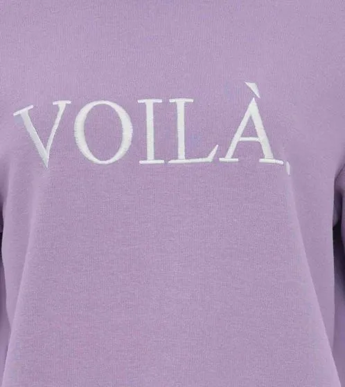 ZWILLINGSHERZ Sweater Voila women's round neck sweater with VOILÀ lettering cotton sweater 3110-1204-2 lilac